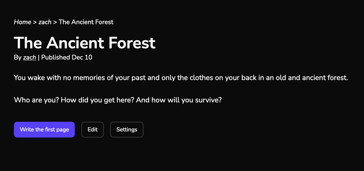 The "New Story" page of this application.